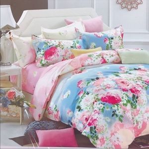 Cotton Duvet Watercolor Floral Peonies size King